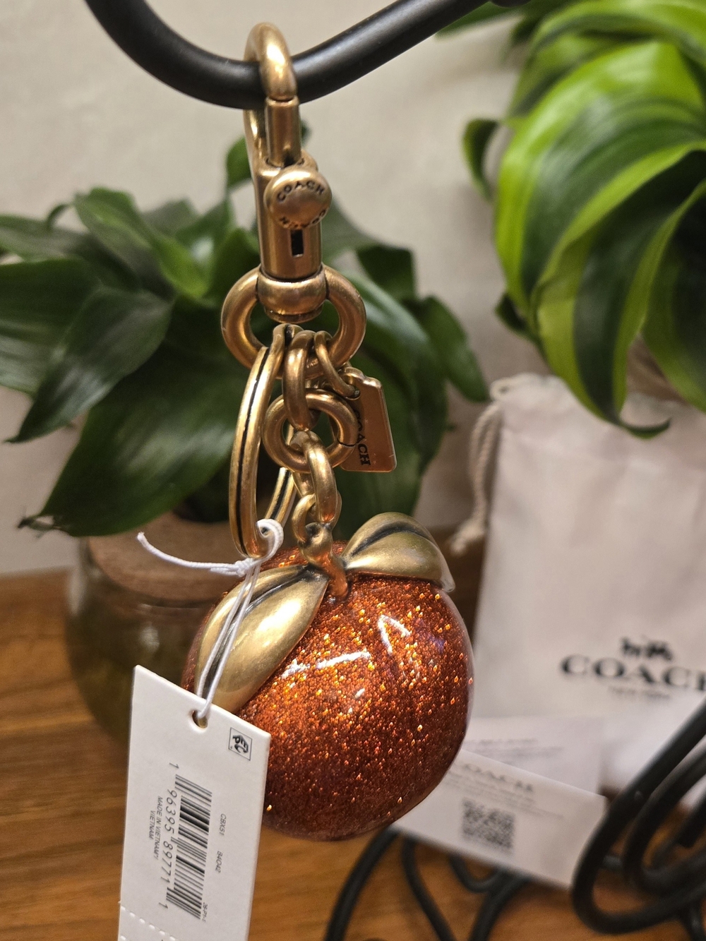NWT Coach x The Summer I Turned Pretty Peach Bag Charm CBX51 Glitter Resin